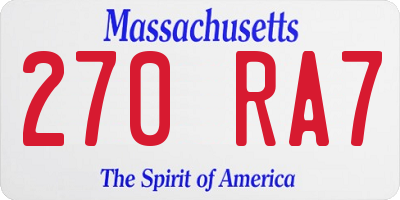 MA license plate 270RA7
