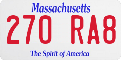 MA license plate 270RA8
