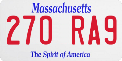 MA license plate 270RA9