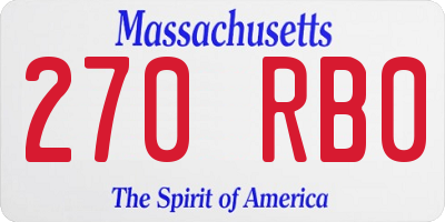 MA license plate 270RB0