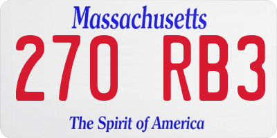 MA license plate 270RB3