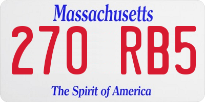 MA license plate 270RB5