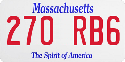 MA license plate 270RB6
