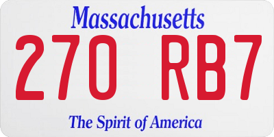 MA license plate 270RB7