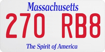 MA license plate 270RB8