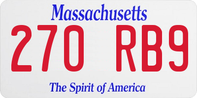 MA license plate 270RB9