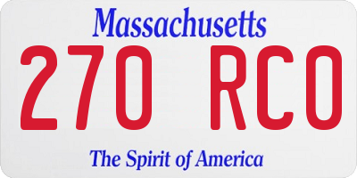 MA license plate 270RC0