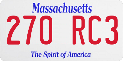 MA license plate 270RC3