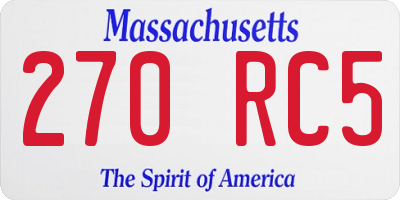 MA license plate 270RC5