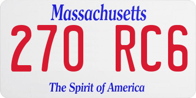 MA license plate 270RC6