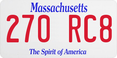 MA license plate 270RC8