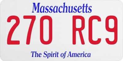MA license plate 270RC9