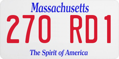 MA license plate 270RD1