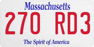 MA license plate 270RD3