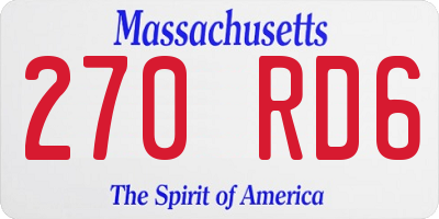 MA license plate 270RD6