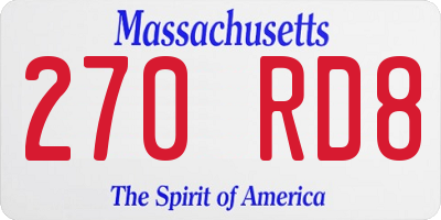 MA license plate 270RD8