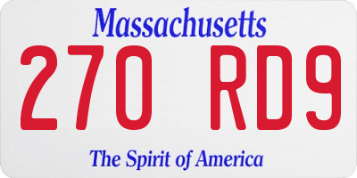 MA license plate 270RD9