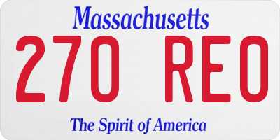 MA license plate 270RE0