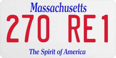 MA license plate 270RE1