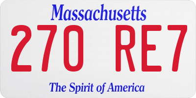 MA license plate 270RE7