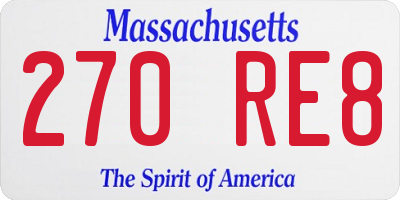 MA license plate 270RE8