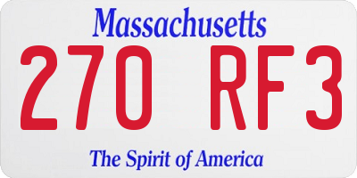 MA license plate 270RF3
