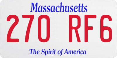MA license plate 270RF6