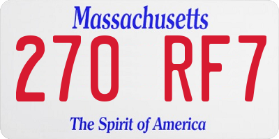 MA license plate 270RF7
