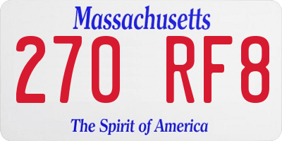 MA license plate 270RF8