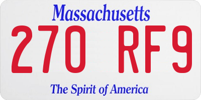 MA license plate 270RF9