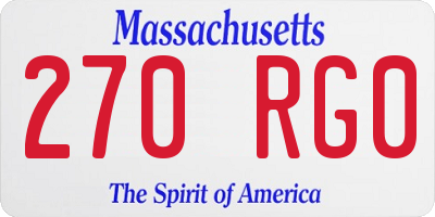 MA license plate 270RG0