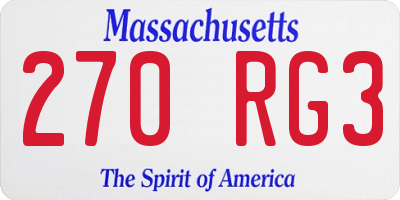 MA license plate 270RG3