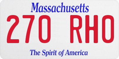 MA license plate 270RH0