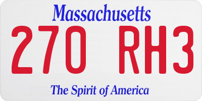 MA license plate 270RH3