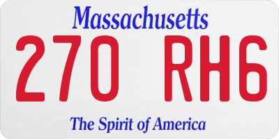MA license plate 270RH6