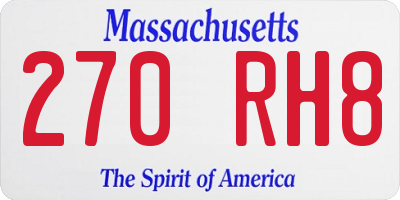MA license plate 270RH8