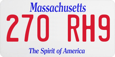 MA license plate 270RH9