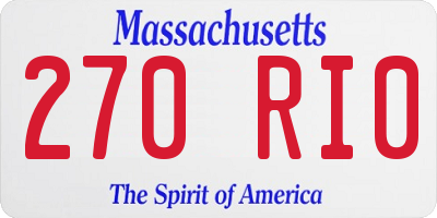 MA license plate 270RI0