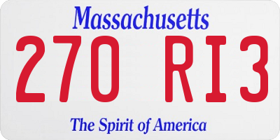 MA license plate 270RI3