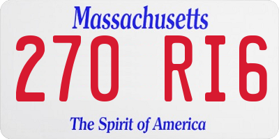 MA license plate 270RI6