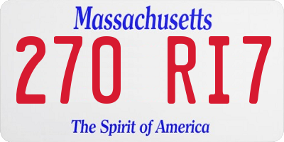 MA license plate 270RI7