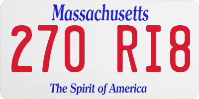 MA license plate 270RI8