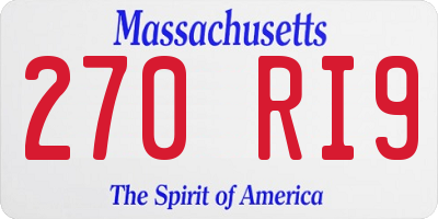 MA license plate 270RI9