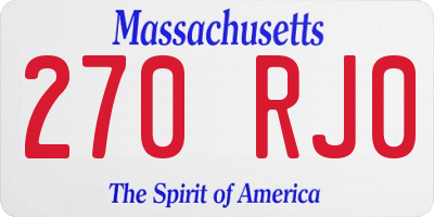 MA license plate 270RJ0