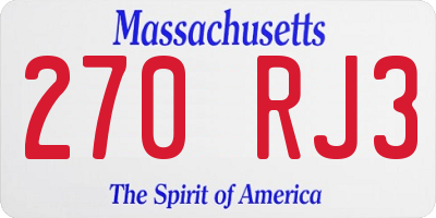 MA license plate 270RJ3