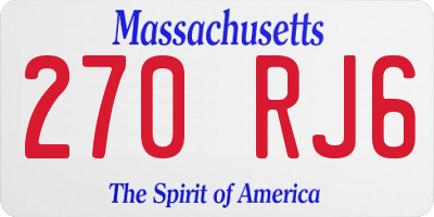 MA license plate 270RJ6