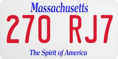 MA license plate 270RJ7