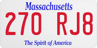 MA license plate 270RJ8