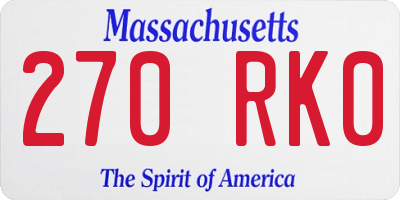 MA license plate 270RK0