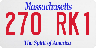 MA license plate 270RK1